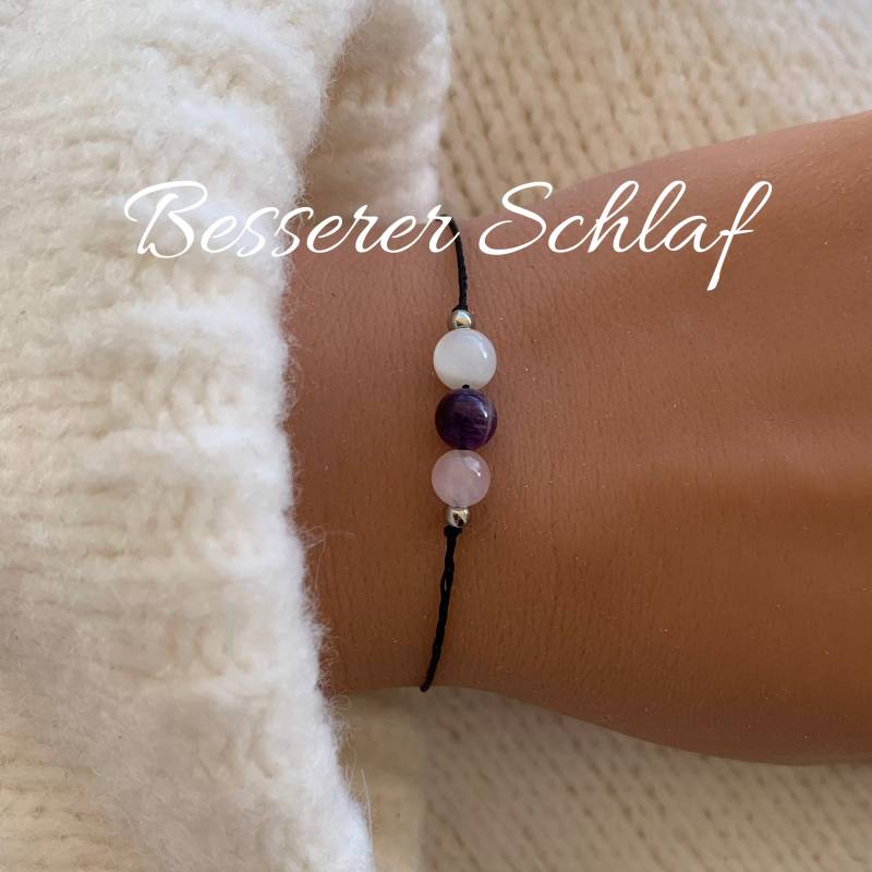Für Besseren Schlaf Armband | Edelstein Kristall Mondstein Amethyst Rosenquarz Personalisiert von lunevillage