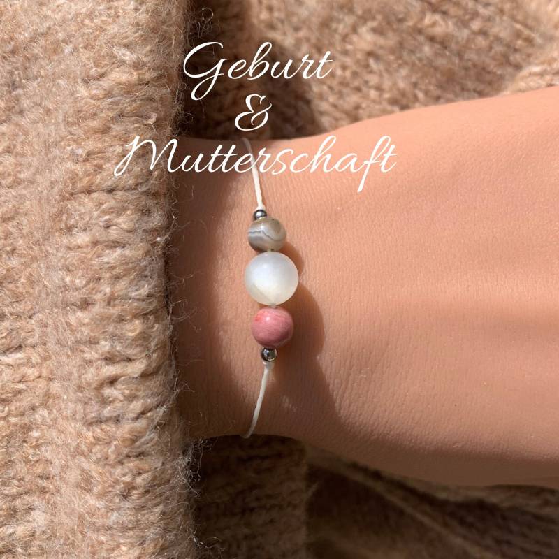 Geburt Mutterschaft Schutzarmband Mutter Kind Bindung Armband Glücksarmband Edelstein Botswana Achat Mondstein Rhodonit von lunevillage