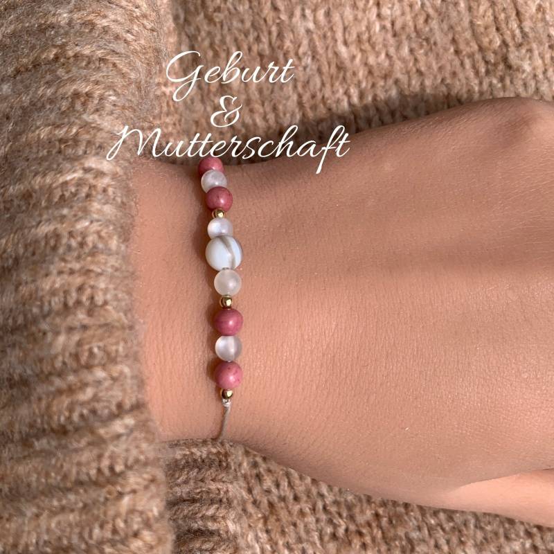 Geburt Mutterschaft Schutzstein Edelstein Armband Botswana Achat Mondstein Rhodonit Glücksarmband 14K Gold Filled Glücksbringer von lunevillage
