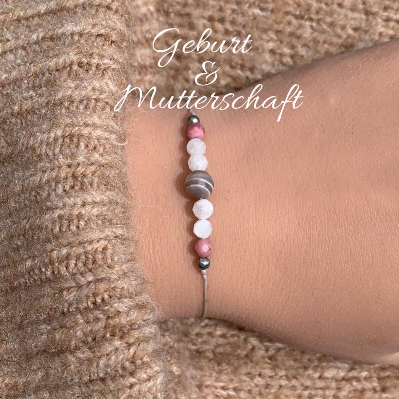 Geburt Mutterschaft Schutzstein Edelstein Armband Botswana Achat Mondstein Rhodonit Babyparty Geschenk 14K Gold Filled 925 Silber von lunevillage
