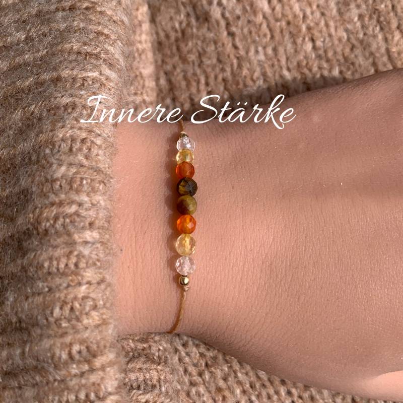 Innere Stärke Armband Kraftarmband Energiearmband Mutmacher Bergkristall Citrin Karneol Tigerauge Edelsteinarmband von lunevillage