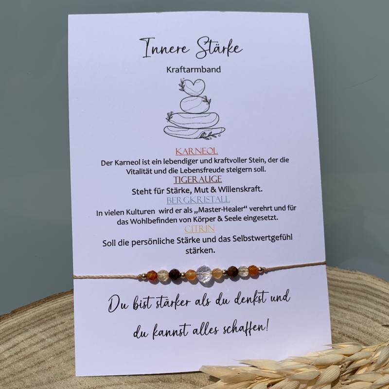 Innere Stärke Armband Kraftarmband Mutmacher Bergkristall Citrin Karneol Tigerauge Glücksarmband Mit Edelsteinen von lunevillage