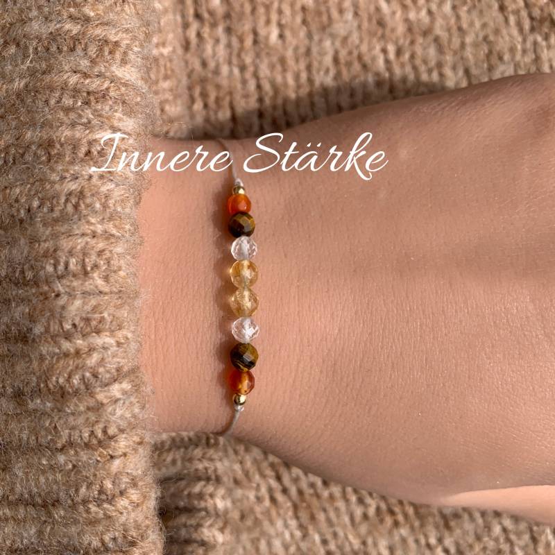 Innere Stärke Armband Kraftarmband Mutmacher Bergkristall Citrin Karneol Tigerauge Glücksbringer Edelstein Kraftgeber von lunevillage