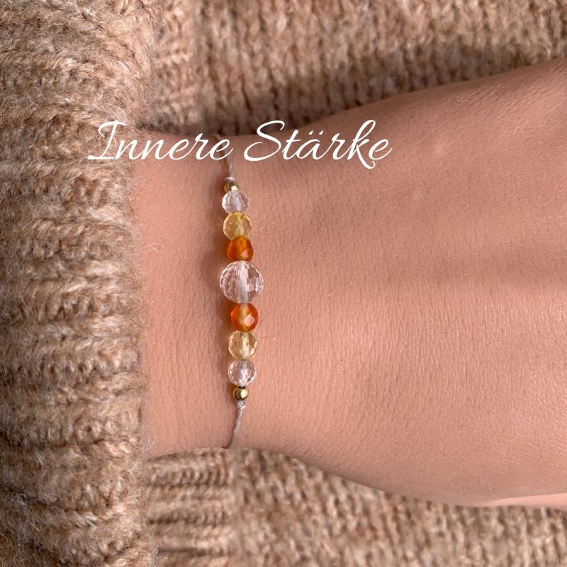 Innere Stärke Armband Kraftarmband Mutmacher Bergkristall Karneol Citrin Glücksbringer Edelstein Glücksarmband von lunevillage