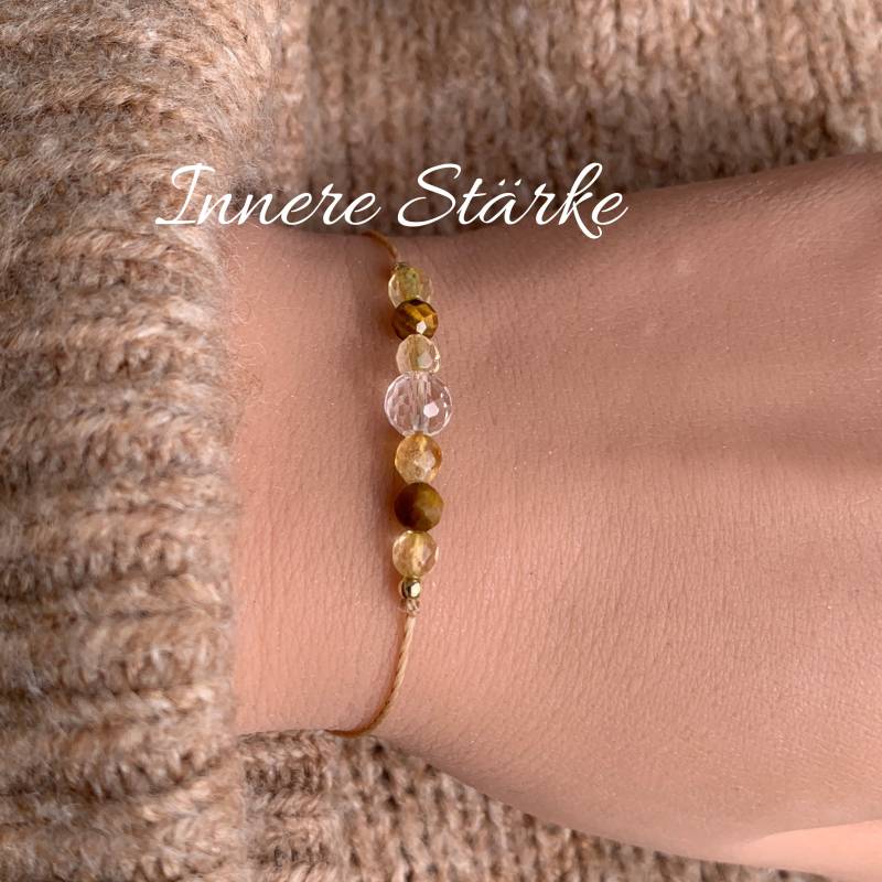 Innere Stärke Armband Kraftarmband Mutmacher Bergkristall Tigerauge Citrin Glücksbringer Edelstein Glücksarmband von lunevillage