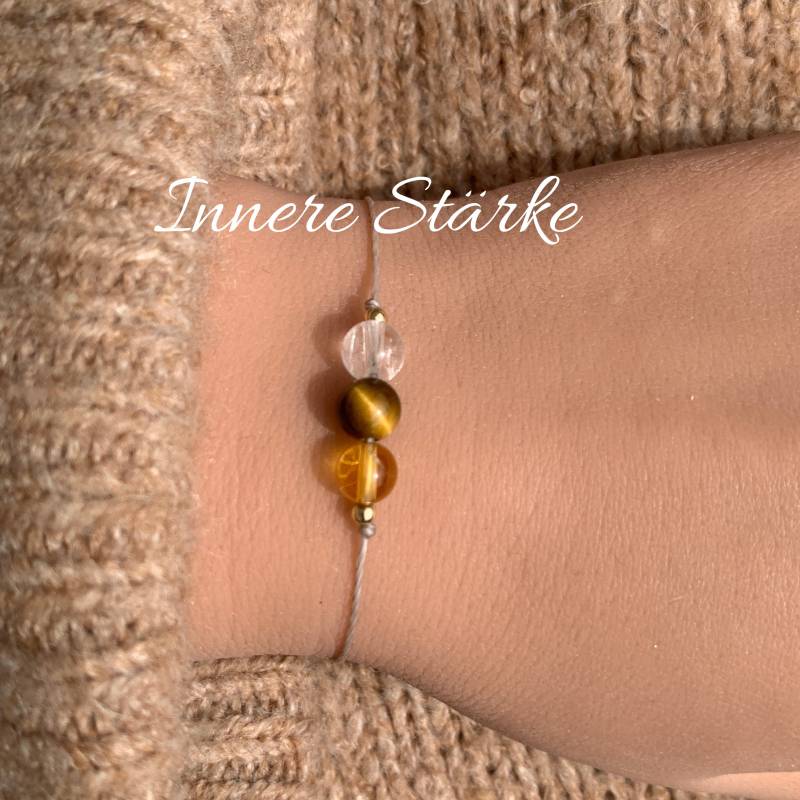 Innere Stärke Armband Kraftarmband Mutmacher Tigerauge Bergkristall Citrin Glücksbringer Edelstein Geschenk von lunevillage