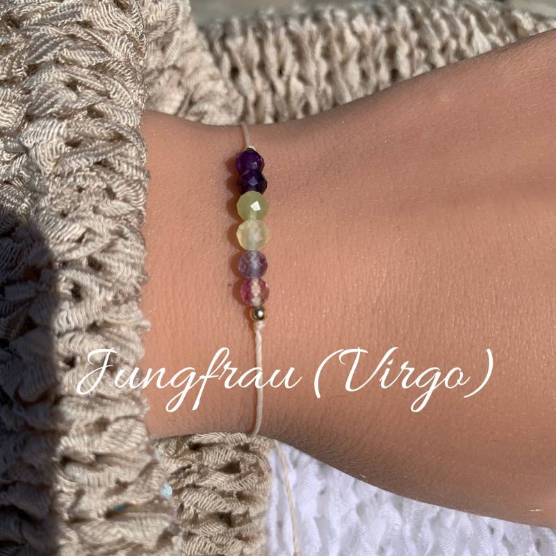 Jungfrau Virgo Sternzeichen Armband Edelsteinarmband Amethyst Jade Fluorit Glücksarmband 14K Gold Filled 925 Silber Geschenk von lunevillage