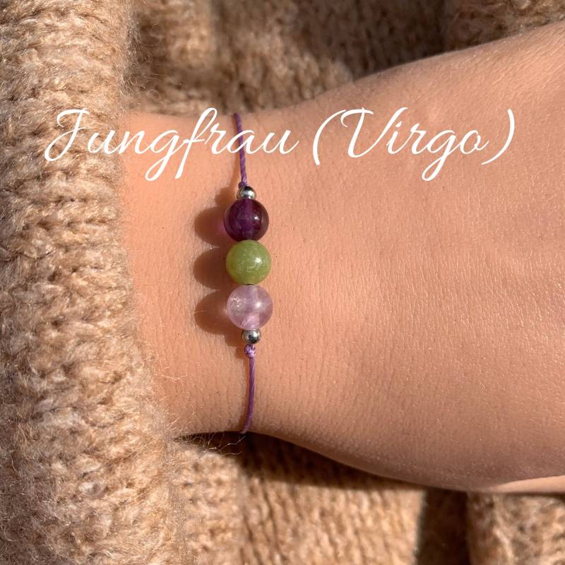 Jungfrau Virgo Sternzeichen Armband Edelsteinarmband Amethyst Jade Fluorit Glücksarmband 14K Gold Filled 925 Silber von lunevillage