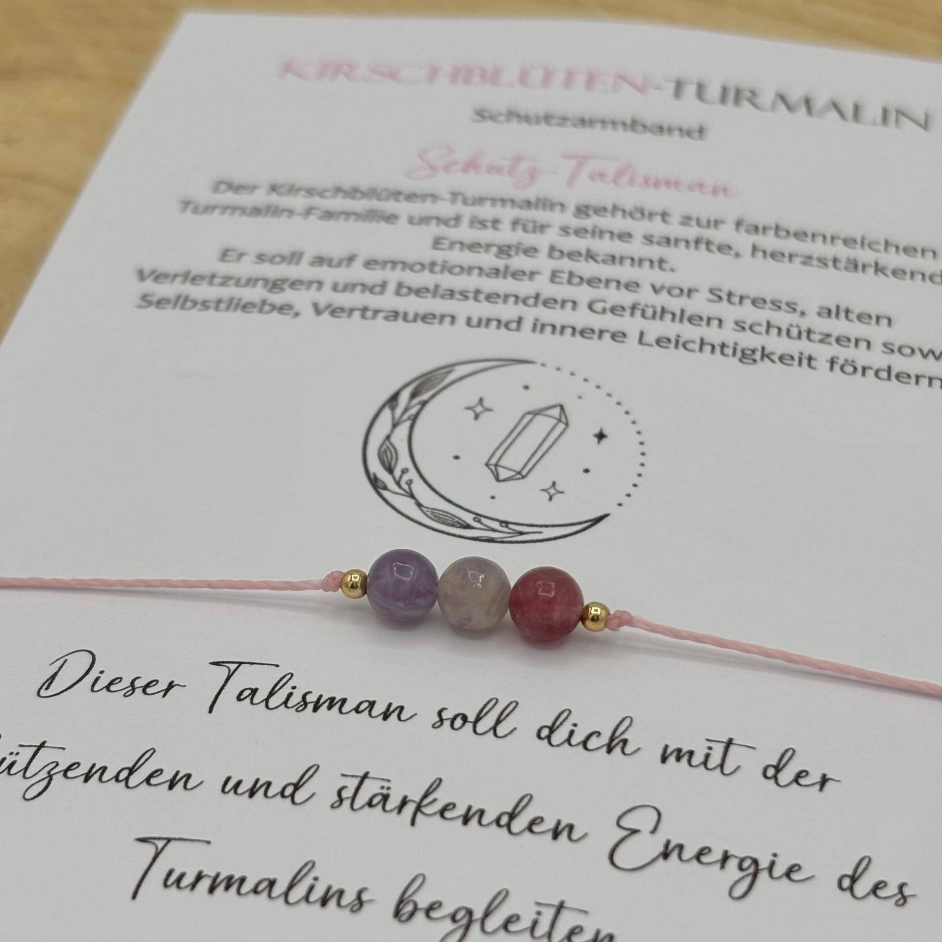 Kirschblüten-Turmalin Armband Schutzarmband Talisman Edelsteinarmband Kristallarmband Edelstein Geschenk Glücksbringer von lunevillage