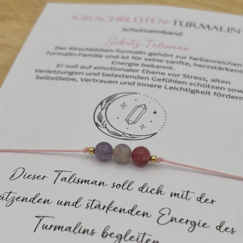 Kirschblüten-Turmalin Armband Schutzarmband Talisman Edelsteinarmband Kristallarmband Edelstein Geschenk Glücksbringer von lunevillage
