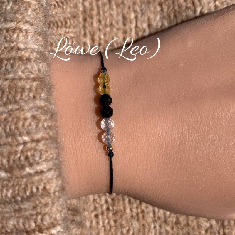 Löwe Leo Sternzeichen Armband Edelsteinarmband Citrin Turmalin Bergkristall 14K Gold Filled 925 Silber von lunevillage