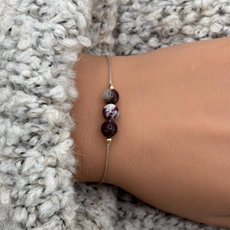 Pflaumen-Turmalin Armband Innere Stärke Schutzarmband Talisman Edelsteinarmband Edelstein Geschenk Glücksbringer Kraftgeber von lunevillage
