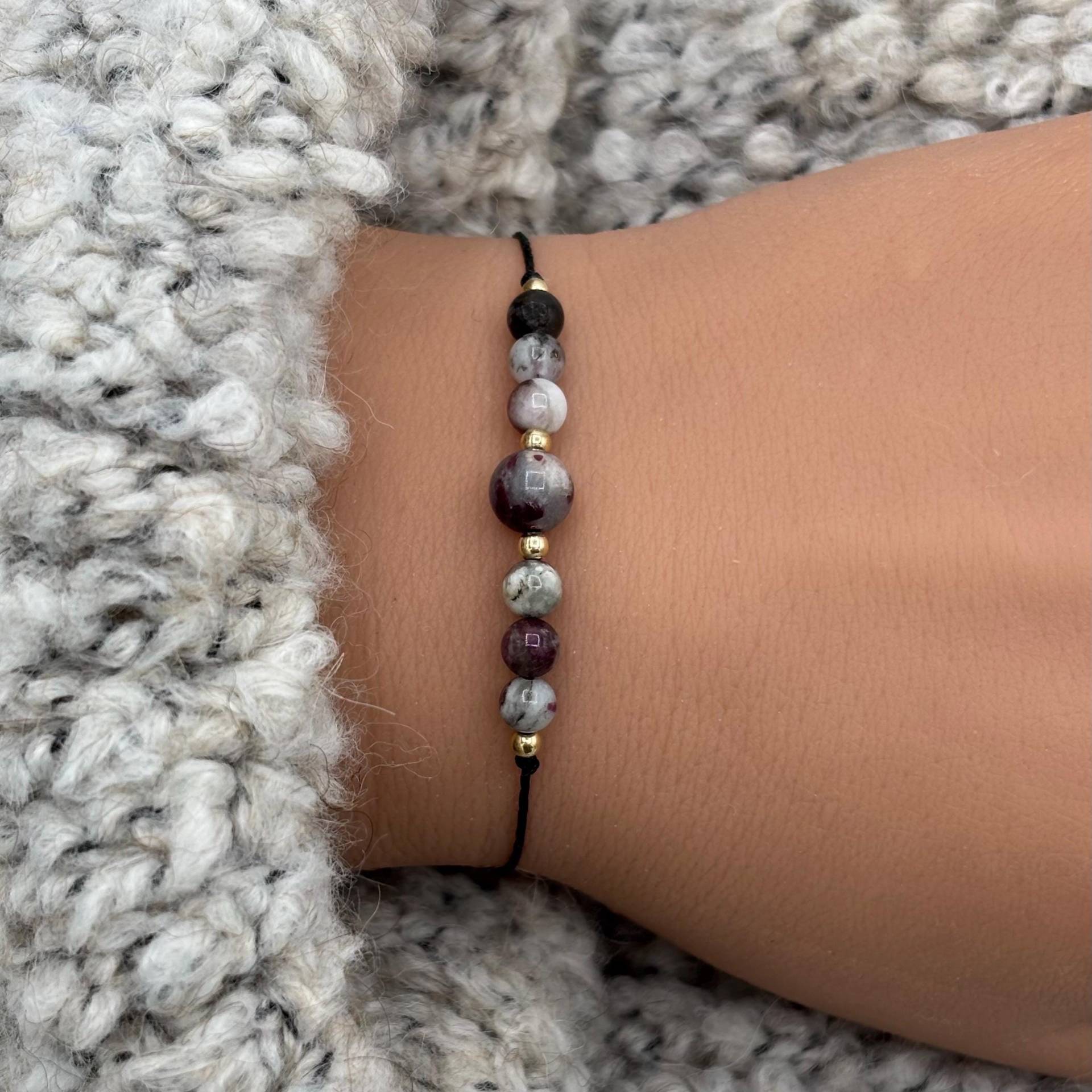 Pflaumen-Turmalin Armband Innere Stärke Schutzarmband Talisman Edelsteinarmband Edelstein Geschenk Glücksbringer von lunevillage