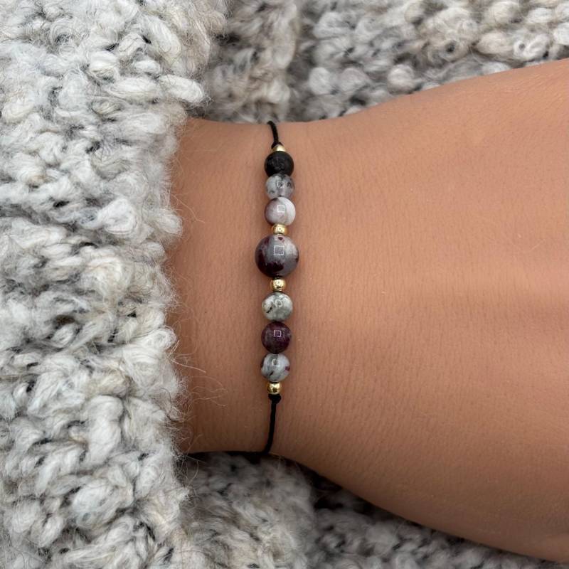 Pflaumen-Turmalin Armband Innere Stärke Schutzarmband Talisman Edelsteinarmband Edelstein Geschenk Glücksbringer von lunevillage