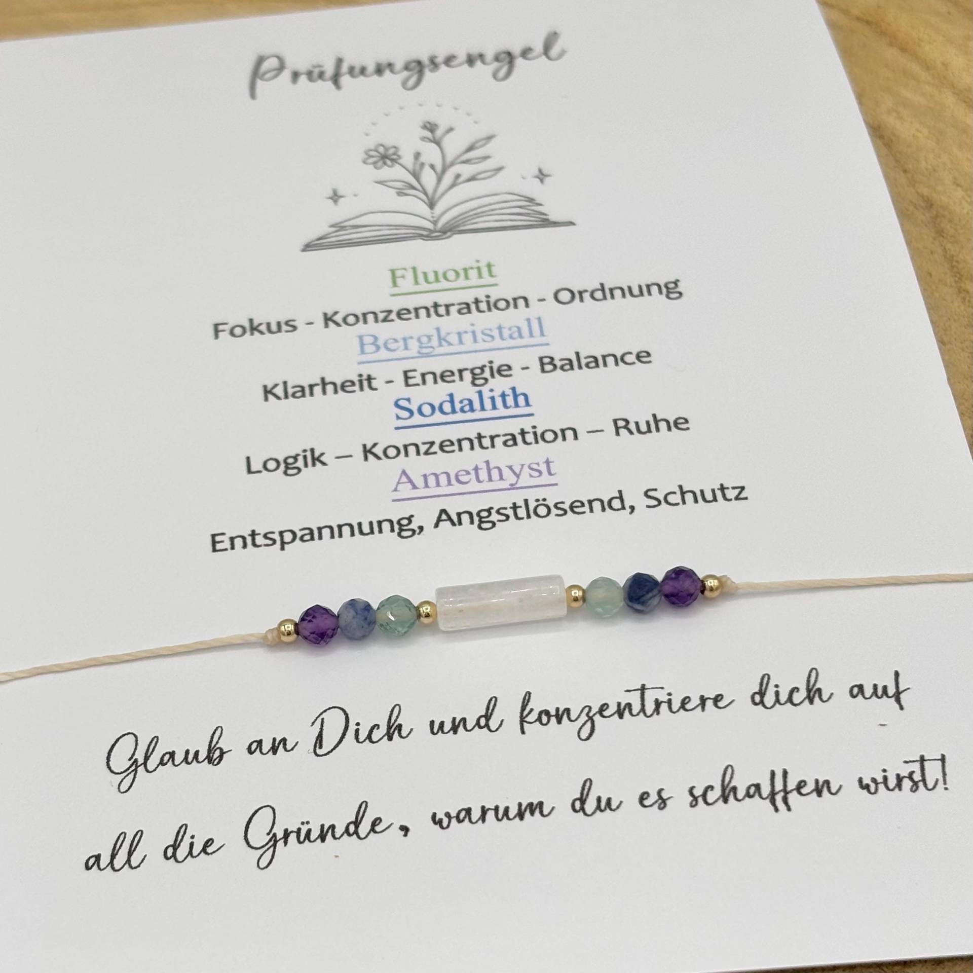 Prüfungsengel Armband | Prüfungshelfer Konzentration Fokus Edelsteinarmband Abschlussprüfung Geschenk Lernen Prüfungen Klausur Abi von lunevillage