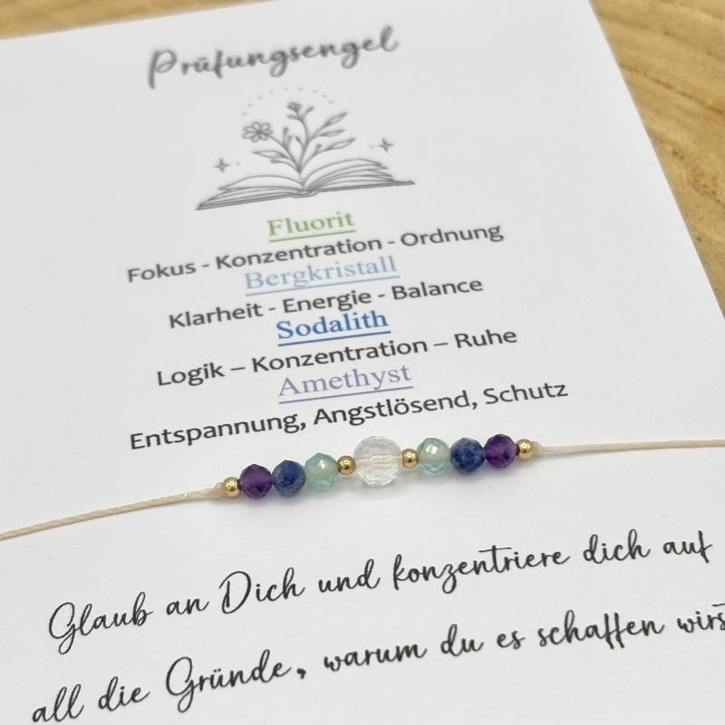 Prüfungsengel Armband | Prüfungshelfer Konzentration Fokus Edelsteinarmband Lernen Prüfungen Klausur Abi Abschlussprüfung Geschenk von lunevillage