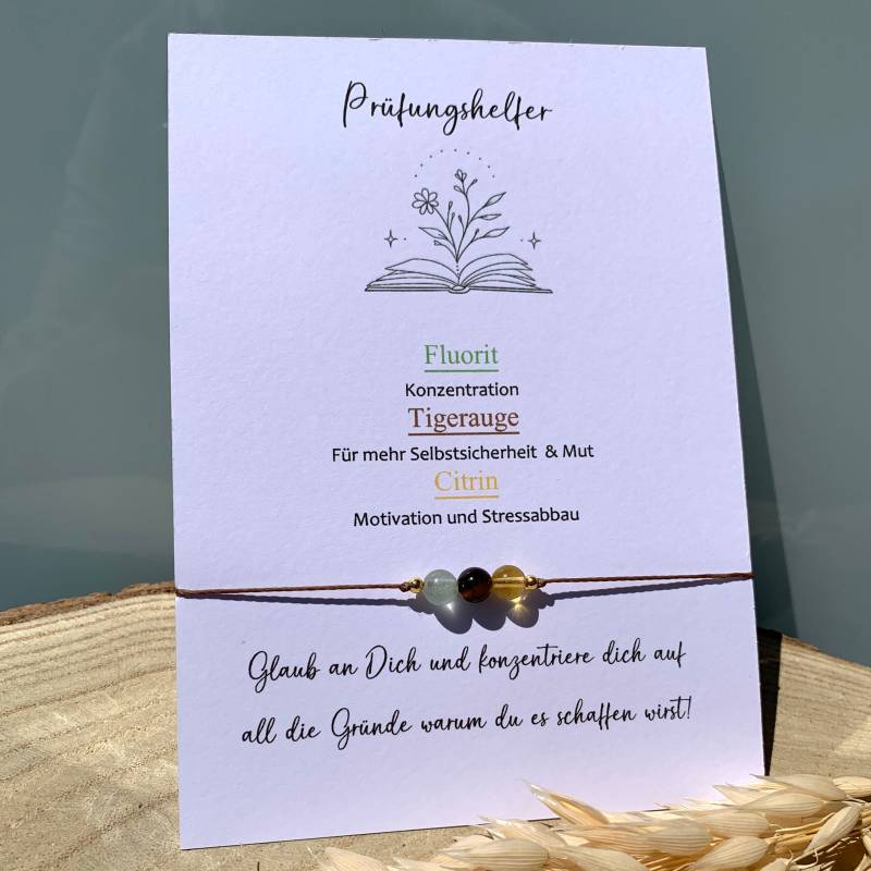 Prüfungshelfer | Prüfungshilfe Konzentration Armband Edelstein Abschlussprüfung Geschenk Prüfungen Klausur Glücksbringer von lunevillage