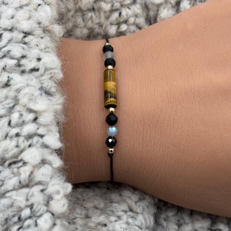 Reisebegleiter Armband Sichere Reise Happy Travel Schutzarmband Kristalle Geschenk Personalisiert Turmalin Tigerauge Labradorit von lunevillage