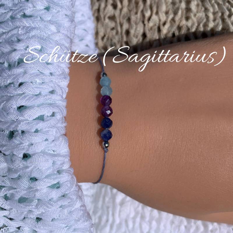 Schütze Sagittarius Sternzeichen Armband Edelsteinarmband Chalcedon Amethyst Sodalith 14K Gold Filled 925 Silber von lunevillage