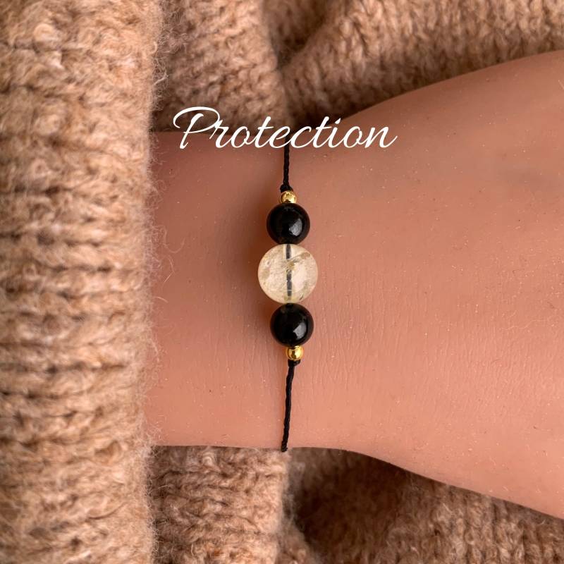 Schutzstein Armband Schutzarmband Edelsteinarmband Kristallarmband Glücksbringer Geschenk Turmalin Citrin Glücksarmband von lunevillage