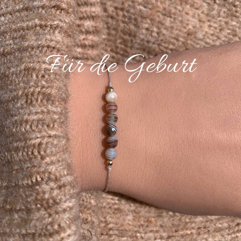 Schutzstein Für Die Geburt Schwangerschaft Armband Botswana Achat Edelstein Babyparty 14K Gold Filled 925 Silber von lunevillage