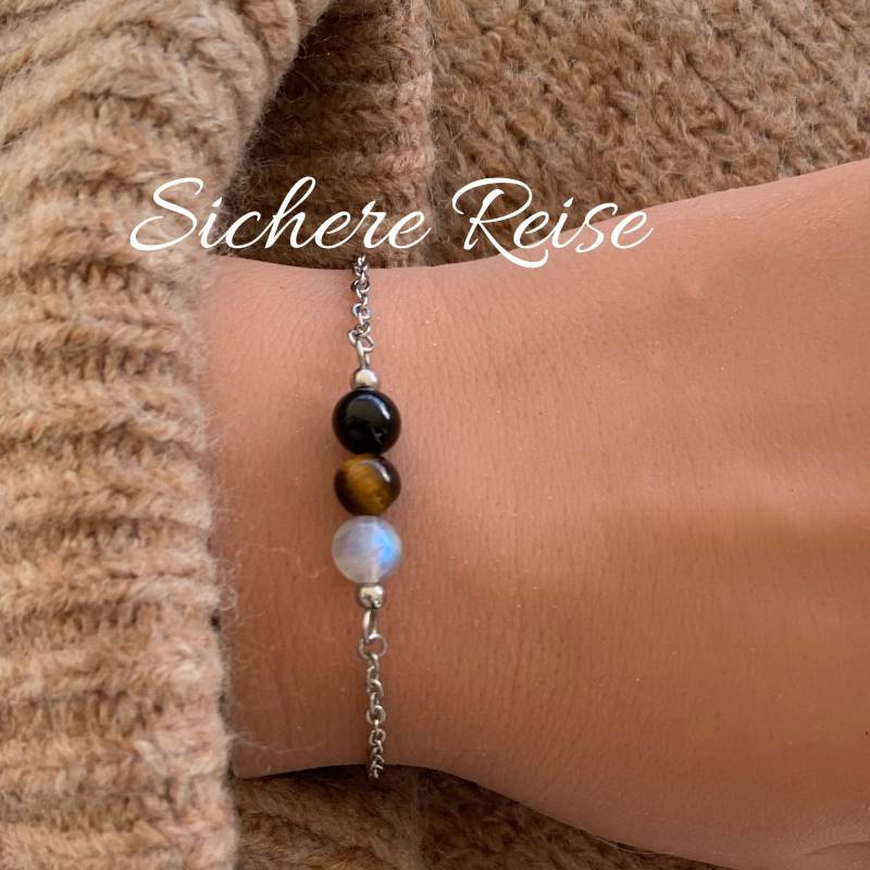 Sichere Reise Armband Oder Halskette Reisebegleiter Schutzarmband Edelstein Kristalle Geschenk Personalisiert Turmalin Tigerauge Labradorit von lunevillage