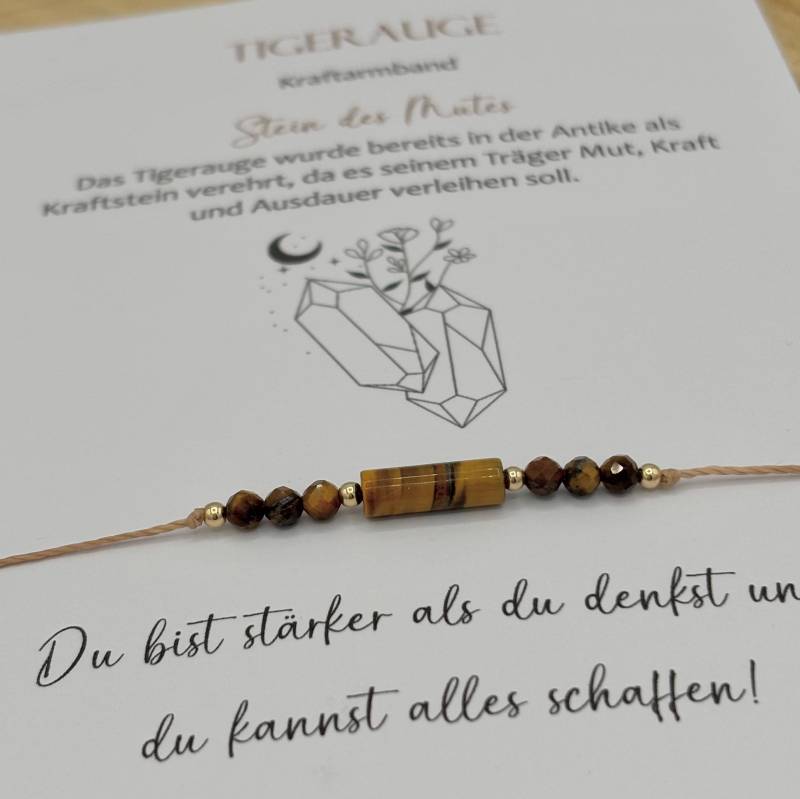 Tigerauge Filigranes Armband Kraftarmband Mutmacher Energiearmband Innere Kraft Glücksbringer Edelstein Geschenk von lunevillage