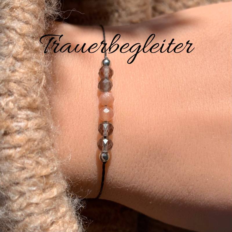 Trauerbegleiter Trauerbegleitung Trost Trauer Armband Trauerarmband Edelstein Facettiert Geschenk Personalisiert Rauchquarz Sonnenstein von lunevillage