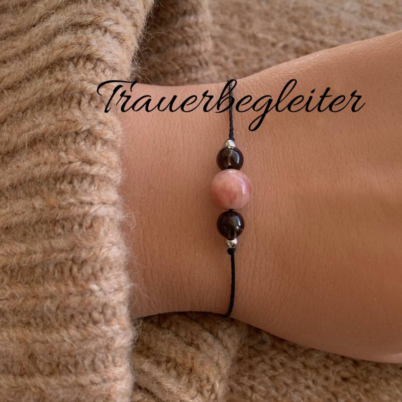 Trauerbegleiter Trauerbegleitung Trost Trauer Armband Trauerarmband Edelstein Kristalle Geschenk Personalisiert Rauchquarz Sonnenstein von lunevillage
