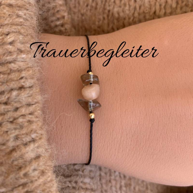 Trauerbegleiter Trauerbegleitung Trost Trauer Armband Trauerarmband Für Die Beerdigung Geschenk Rauchquarz Sonnenstein von lunevillage