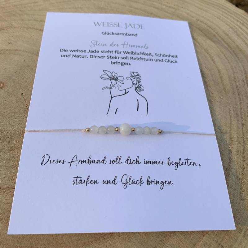 Weiße Jade Armband | Glücksbringer Edelstein Glücksarmband Kristall Reichtum Glück Geschenk Für Freundin von lunevillage