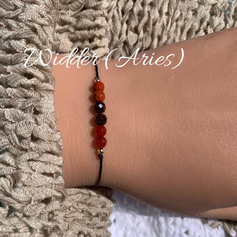 Widder Aries Sternzeichen Armband Edelsteinarmband Granat Jaspis Roter Achat Glücksarmband 14K Gold Filled 925 Silber Geschenk von lunevillage