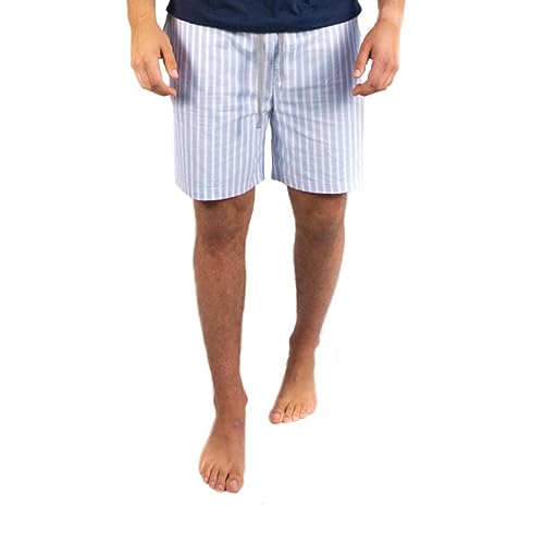 lunon Schlafanzughose Herren kurz, Pyjamahose, 100% Baumwolle, Pajama pants men, klassisches Design, geeignet für Winter und Sommer von lunon