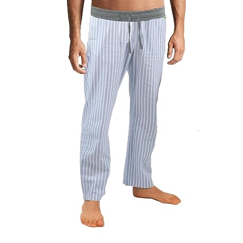 lunon Schlafanzughose Herren lang, Pyjamahose, 100% Baumwolle, Pajama pants men, klassisches Design, geeignet für Winter und Sommer von lunon