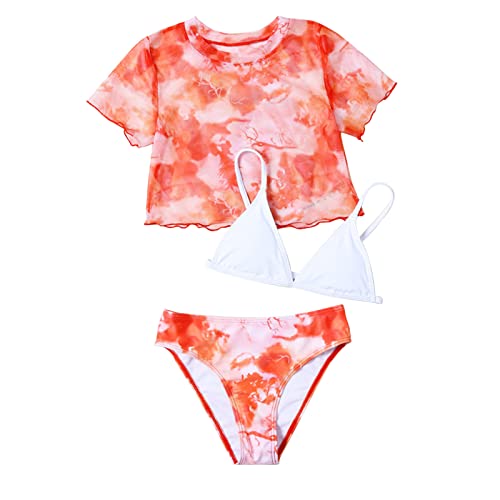 Bademode Mädchen Kinder Mädchen Sommer Schnell trocknend Druck Bikini 3PC Strand Bademode Kleidung Bademode Bikini, rot, 9-10 Jahre von luohaibell