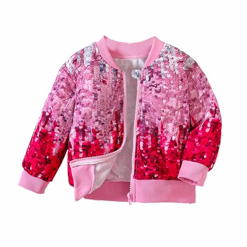 Baby Kinder Mädchen Jacke Langarm Mantel Jacke Leichte Jacken Pullover ohne Kapuze Sweatshirt Mädchen Pailletten Mode Mantel, rot, 12-18 Monate von luohaibell