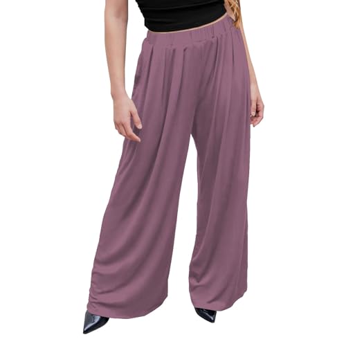 luohaibell Damenhose, lässig, elastischer Bund, lange Hose, schick, weich, große Größe, lockere Hose, große Größe, leicht, für Damen, violett, 5XL von luohaibell