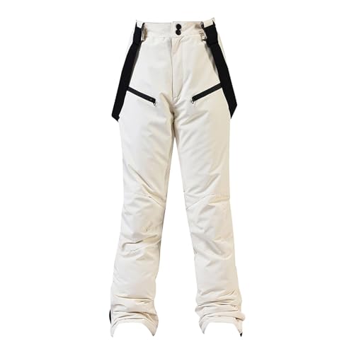 luohaibell Skihose mit Trägern für Männer und Frauen, dicke Skihose, warm, winddicht, wasserdicht, dick, warm, Herbst, Winter, leichte Hose, beige, 48 von luohaibell