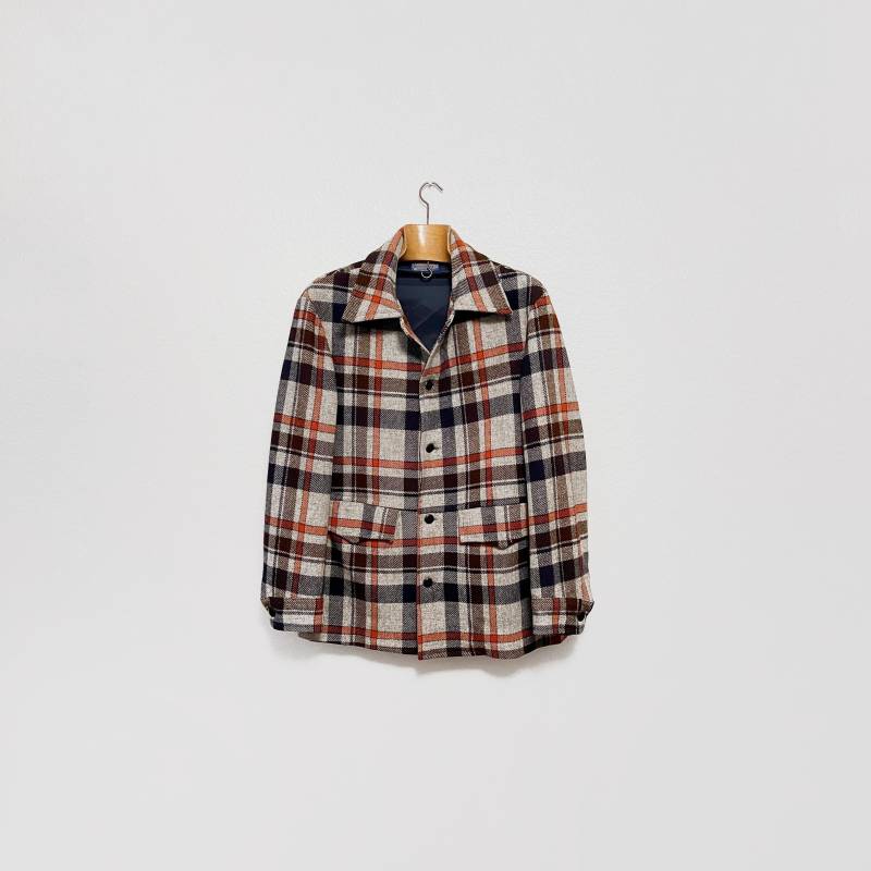 Vintage Pendleton Wolle Button Up Mantel Jacke Cruiser Herren Groß Grau Rot Marine Blau Braun Kariert Mitte Jahrhundert Circa 50Er 60Er Jahre von luola