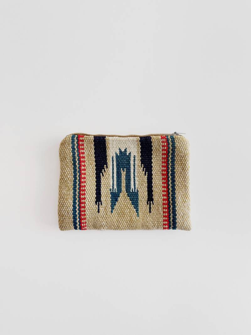 Vintage Traditionelle Chimayo New Mexico Handgewebte Loomed Wolldecke Beutel Reißverschluss Geldbörse Fred Harvey El Grande Southwest Craft Tan von luola