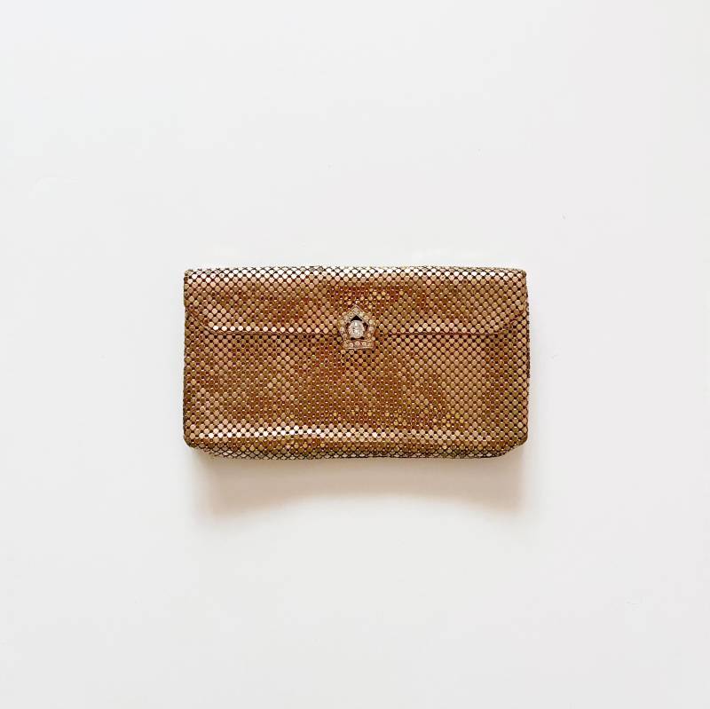 Vintage Wittling Daisy Gold Schlangenleder Mesh Clutch Geldbörse/Abendtasche Großer Strass Verschluss von luola