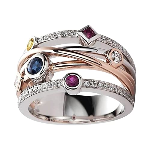 luoluoluo Silberring mit struktur Retro Geschwärzt mit stein Saphir Blau Golden Ringe Silber 925 Einstellbare Damenringe Damen Schmuck Geschenk (6) von luoluoluo