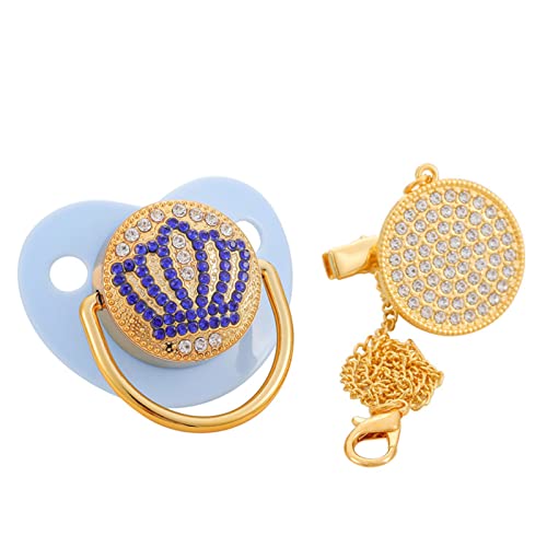 luoluoluo Baby Schnuller, Neugeborener Schnuller, Nippel Baby Schnuller Bling Krone Baby Schnuller und Clips Neugeborener Entwöhnungsschnuller Baby Dummy Schnuller mit Strass von luoluoluo