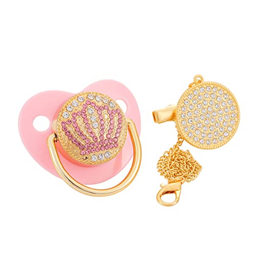 luoluoluo Baby Schnuller, Neugeborener Schnuller, Nippel Baby Schnuller Bling Krone Baby Schnuller und Clips Neugeborener Entwöhnungsschnuller Baby Dummy Schnuller mit Strass von luoluoluo