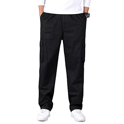 luoluoluo Chinohose Herren Baumwolle Casual Cargohose mit Taschen Regular Fit Hosen Sport Outdoorhose Einfarbig Straight Leg Freizeithose Jogginghose Sweatpants von luoluoluo