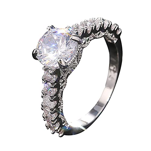 luoluoluo Damen 925 Sterling Silber Zirkon Ring, Elegante Platin plattiert eingelegten Zirkon Ringe Antragsring Jubiläum Ehering Ringe Schmuck Geschenk Mädchen Ringe von luoluoluo