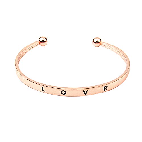 luoluoluo Damen Armband Edelstahl Open Armreif mit Gravur love 925 Sterling Silber Armreif Edelstahlarmband Valentinstag Muttertag Geburtstagsgeschenk von luoluoluo