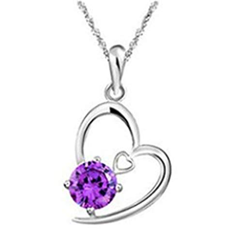 luoluoluo Damen Bohemien Halskette Pfirsich Herz Anhänger Wassertropfen Kronen Kristall Halskette 925 Sterling Silber Einfache Ketten Schmuck Geschenk von luoluoluo