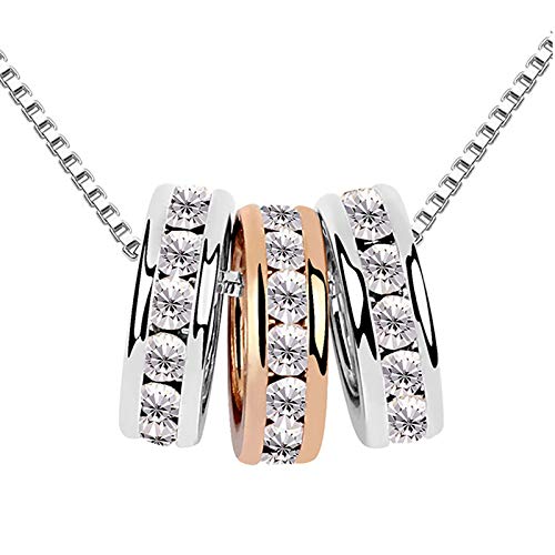 luoluoluo Damen Bohemien Halskette Pfirsich Herz Anhänger Wassertropfen Kronen Kristall Halskette 925 Sterling Silber Einfache Ketten Schmuck Geschenk von luoluoluo