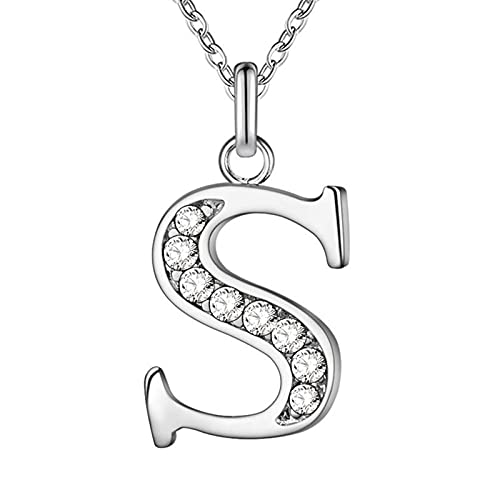 luoluoluo Damen Buchstaben Kette Silber Edelstahl Halskette für Frauen Buchstabenkette mit Anhänger Letters Necklace Personalisierte Geschenk für Freundin Frau Mama von luoluoluo